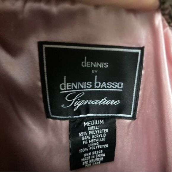 Dennis Basso Elegant Overcoat with Pink Satin Lining, Size Medium - Picture 3 of 6